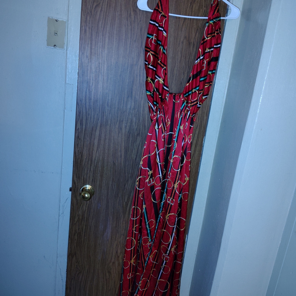 Fashion Nova Red and Black Backless Dress